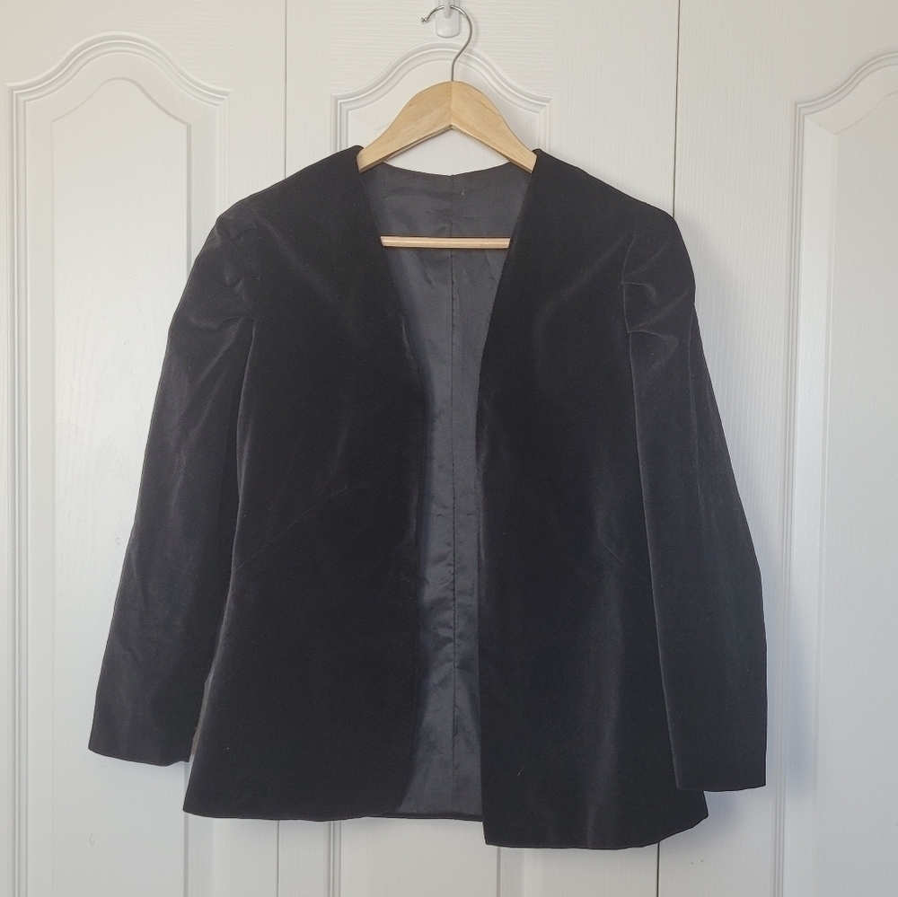 Vintage Velvet Open Blazer